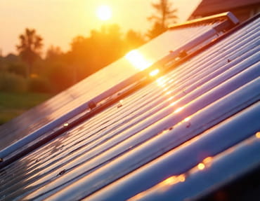 Eine Solarthermieanlage im Sonnenschein